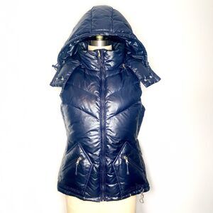 J Crew Navy Blue Puffer Vest w/ Removable Hood